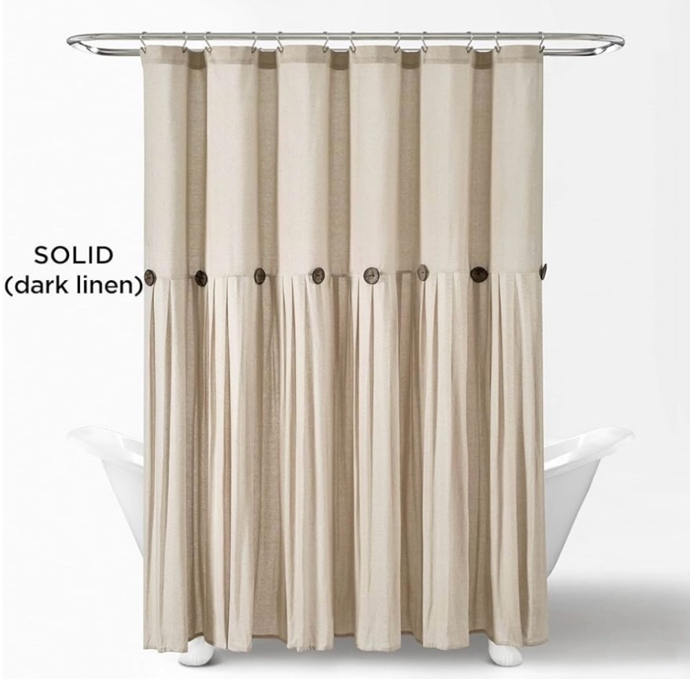 Lush Decor Two-tone Linen Button Shower Curtain - Picture 2 of 5